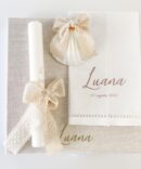 Conjunto para Batizado coleção Poema Delux | com Vela, Concha, Toalha, Caixa de veludo grande