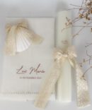 Conjunto para Batizado coleção Poema Delux | com Vela, Concha, Toalha, Caixa de veludo grande