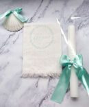 Conjunto Batizado Classic Nature com Vela Concha Toalha - Cetim