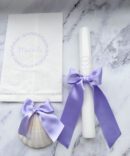 Conjunto Batizado Classic Nature com Vela Concha Toalha - Cetim
