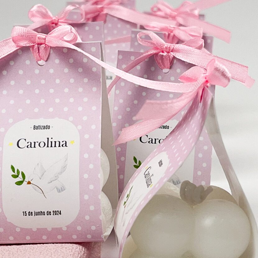Velinha Bubble personalizada para Lembrança Batizado