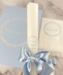 Conjunto Batizado GLAMOUR com Vela Concha Toalha e Caixa média pintada à mão
