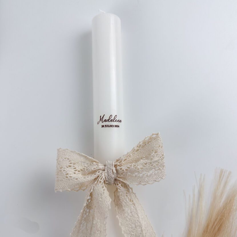 Conjunto Batizado RENDA POEMA com Vela Toalha e Concha