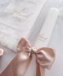 Conjunto Batizado Classic Nature com Vela Concha Toalha - Cetim