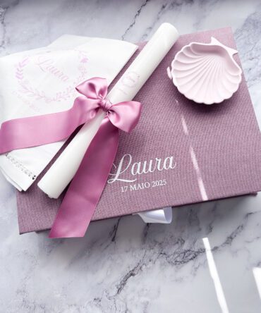 Conjunto de Batizado com Vela, Toalha e Caixa Rosa - Coleção Rosa Natura 🌿🎀 