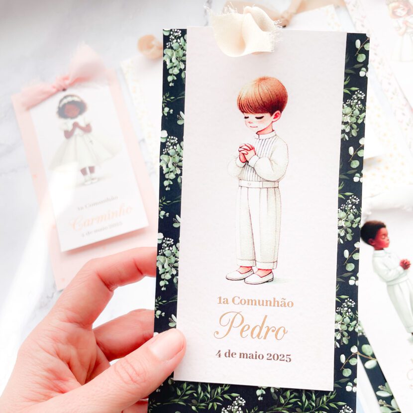 Pagelas Santinhos Premium – Lembranças Artesanais da Primeira Comunhão ✨