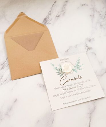 💌 Convite de Batismo com Lacre – Um Toque Especial para um Dia Inesquecível! ✨🌿 