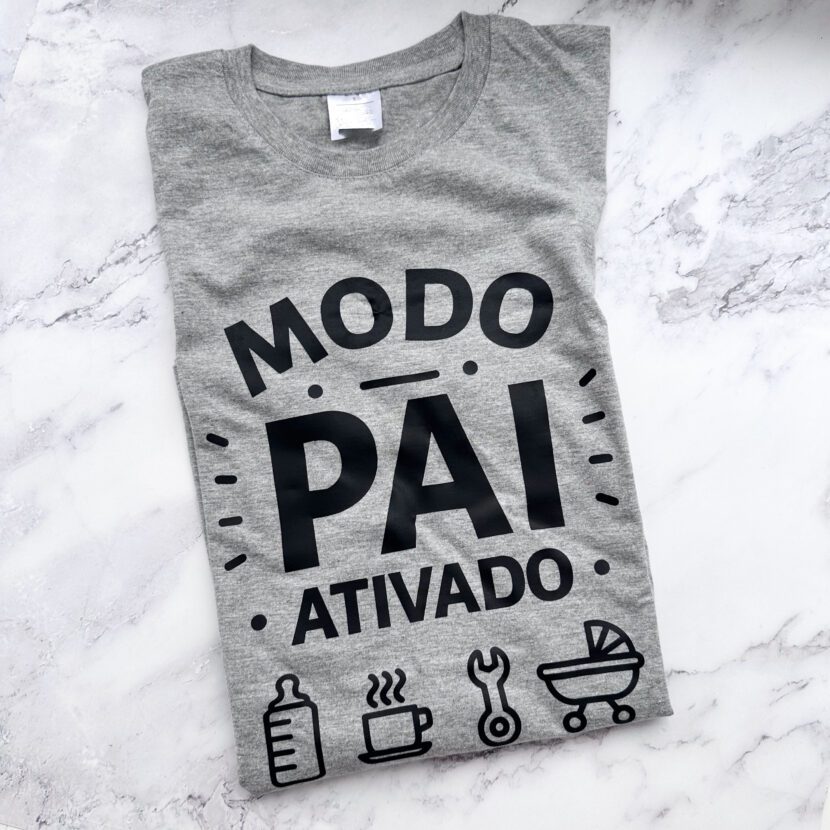 T-shirt Modo Pai Ativado – Para Revelação ou Momentos Pai e Filhos 👶⚡